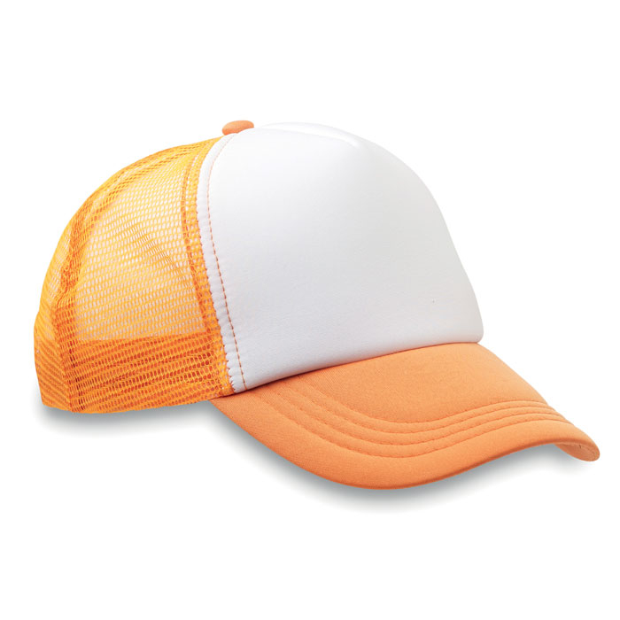 Casquette publicitaire 4 pans TRUCKER CAP orange fluo